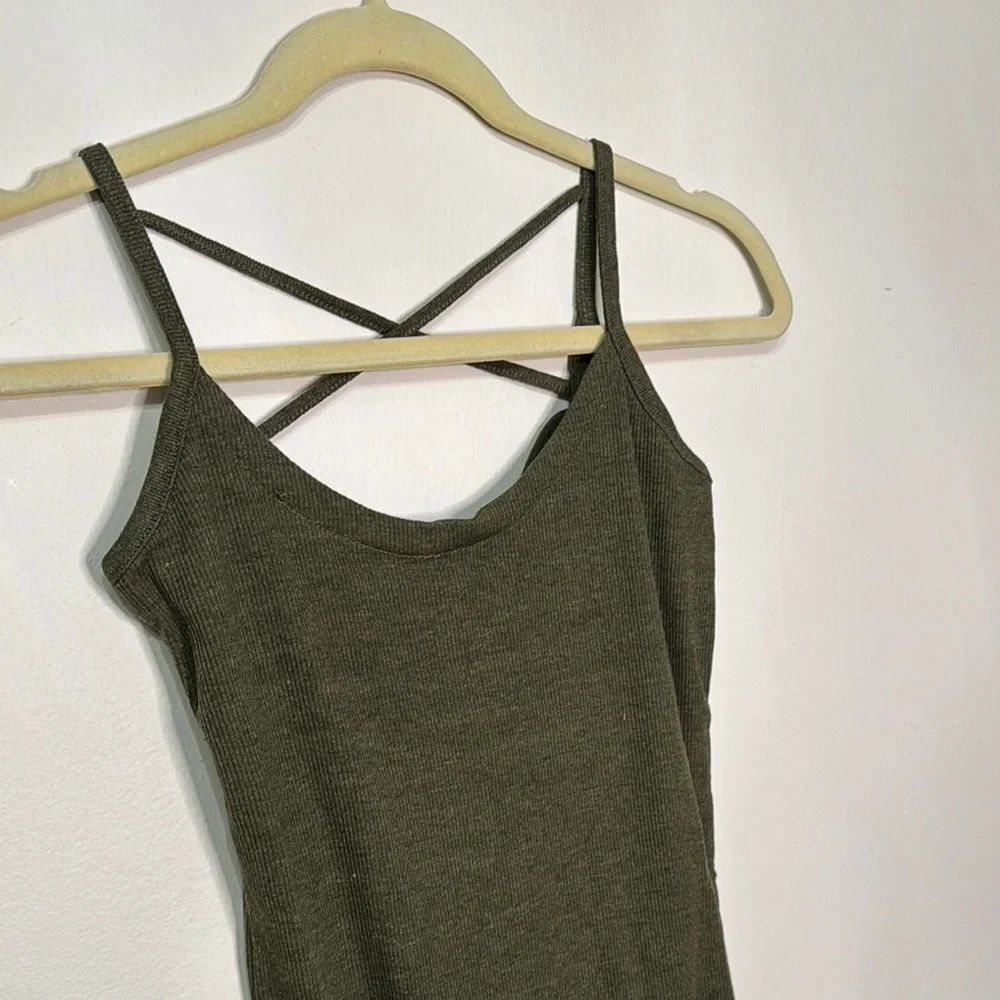 Chaser Olive Green Ribbed Tank Top Dress NWT - Picture 3 of 7